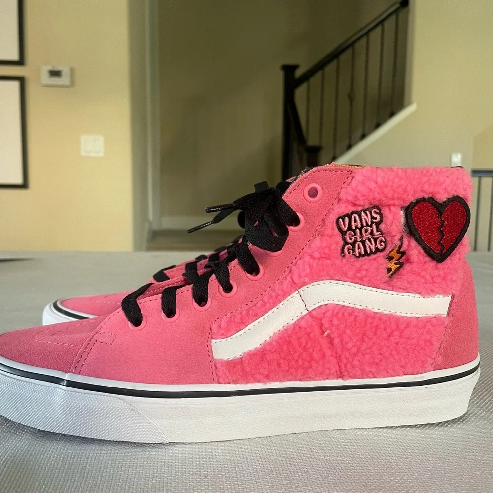 Vans SK8-Hi (Pink Suede And Sherpa) Pink Lemonade Women 10 - Picture 3 of 9